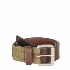 WEBBING / LEATHER BELT Olive / Brown