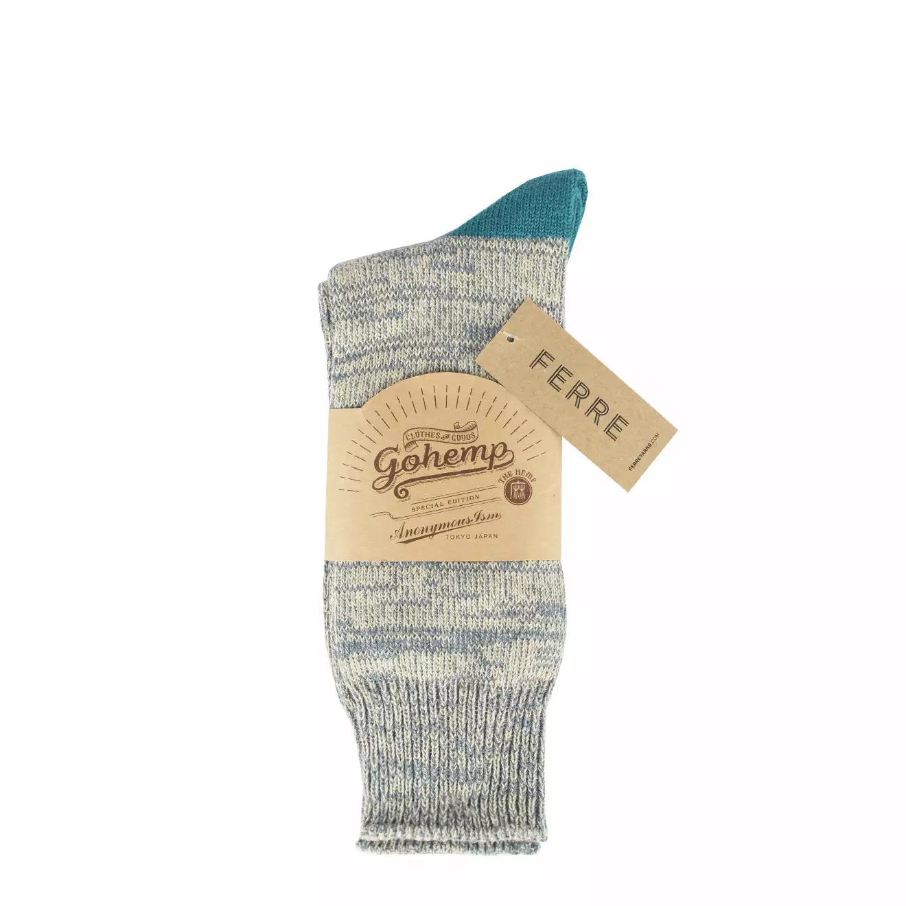 GOHEMP EMBROIDERY CREW SOCKS Blue 5 GOHEMP EMBROIDERY CREW SOCKS Blue - Image 3