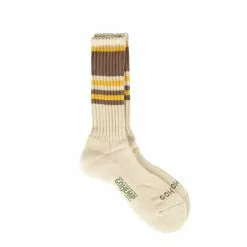 GOHEMP RANDOM STRIPE PILE CREW SOCKS Brown