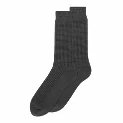 ROTOTO COTTON WAFFLE CREW SOCKS Dark Gray