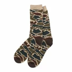ROTOTO PILE CAMO CREW SOCKS Beige