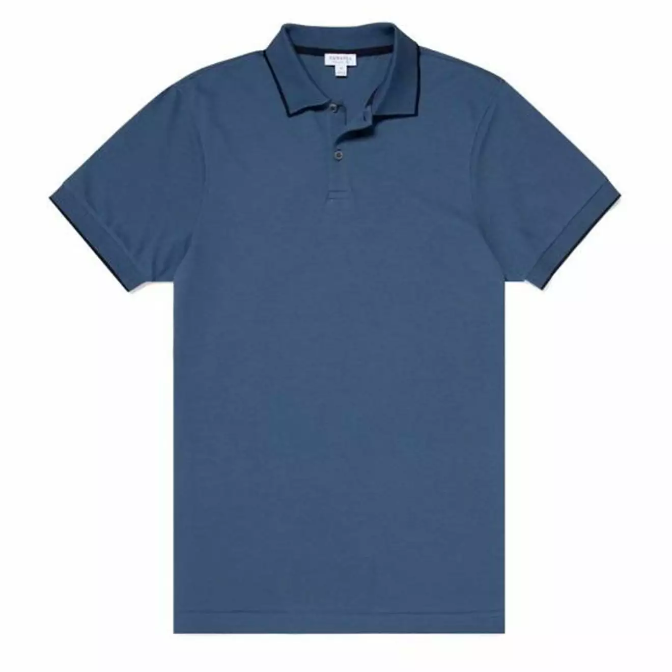 COTTON PIQUE CONTRAST TIPPED POLO SHIRT Smoke Blue / Navy 3 COTTON PIQUE CONTRAST TIPPED POLO SHIRT Smoke Blue / Navy