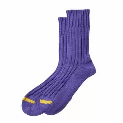 ROTOTO CHUNKY RIBBED CREW SOCKS Purple / Yellow