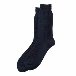 ROTOTO COTTON WAFFLE CREW SOCKS Dark Navy