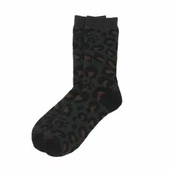 ROTOTO PILE LEOPARD CREW SOCKS Charcoal