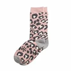 ROTOTO PILE LEOPARD CREW SOCKS Pale Pink