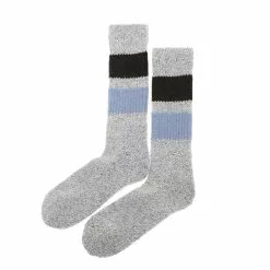 ROTOTO RETRO WINTER OUTDOOR SOCKS Gray / Dark Brown / Light Blue